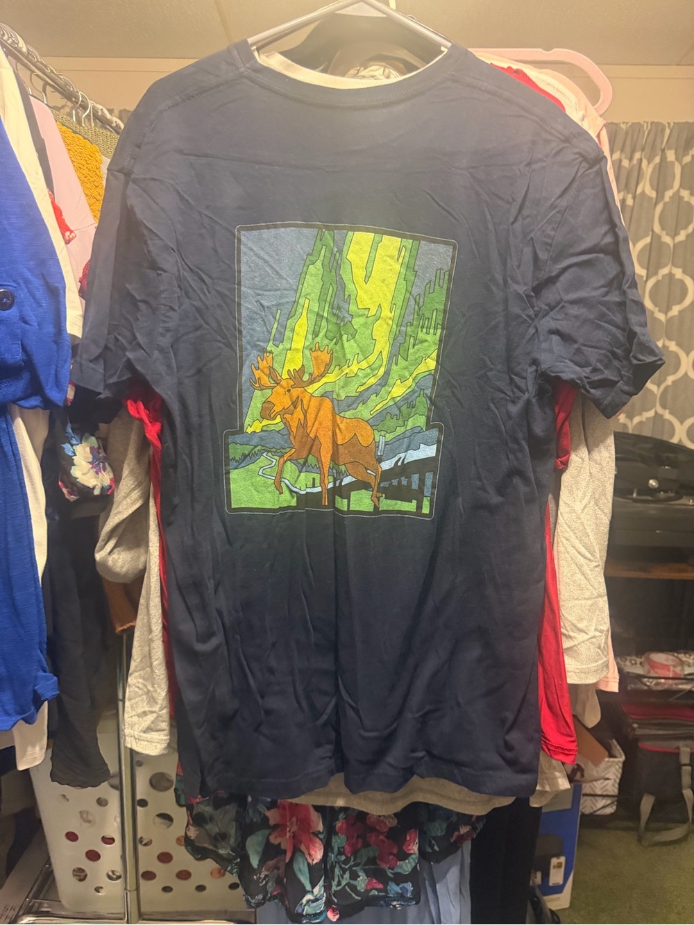 Men's Navy Short Sleeve Graphic Moose Tee